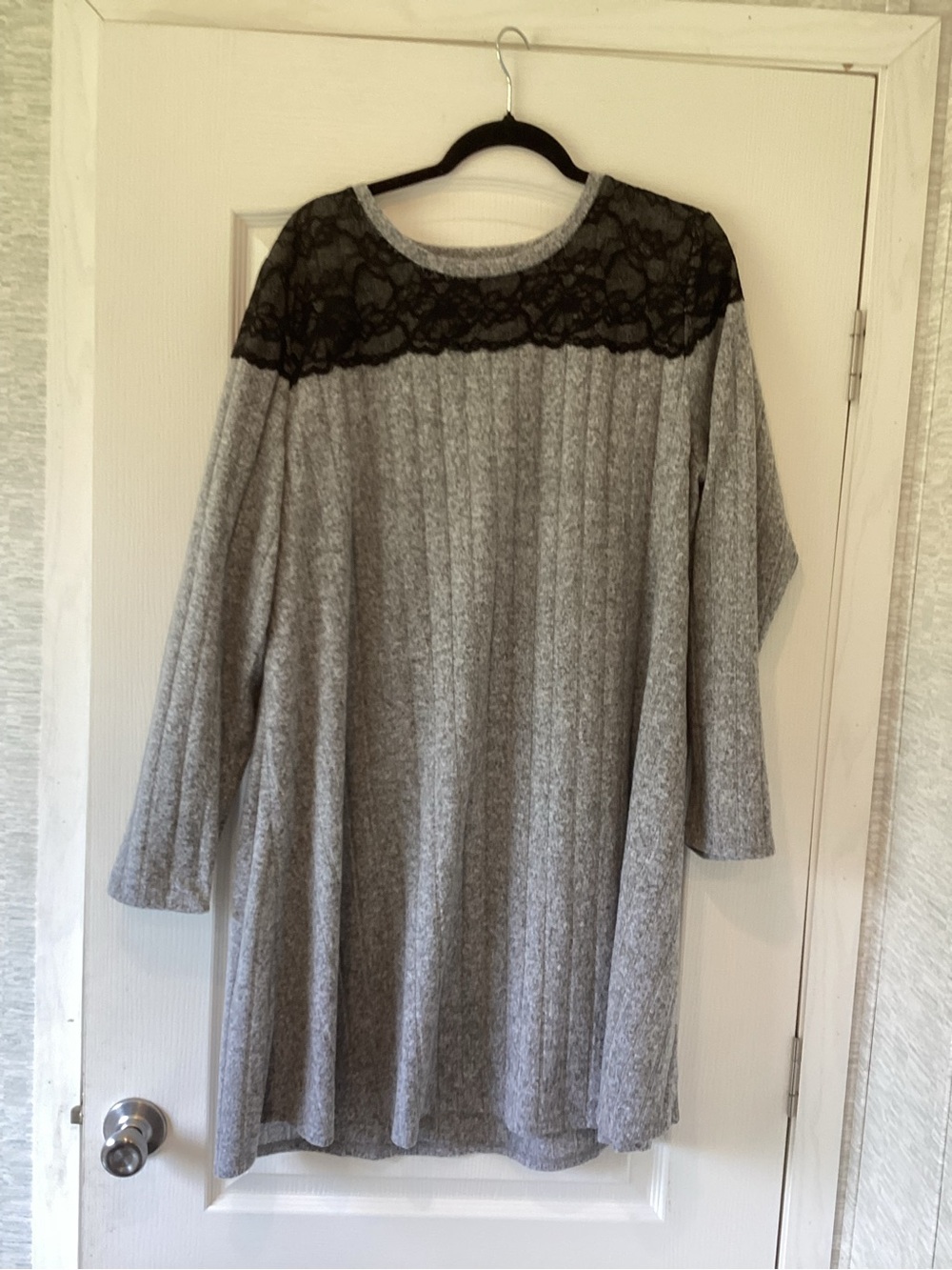 Maurices Gray Midi Dress with Black Lace Yoke 1XL BNWT